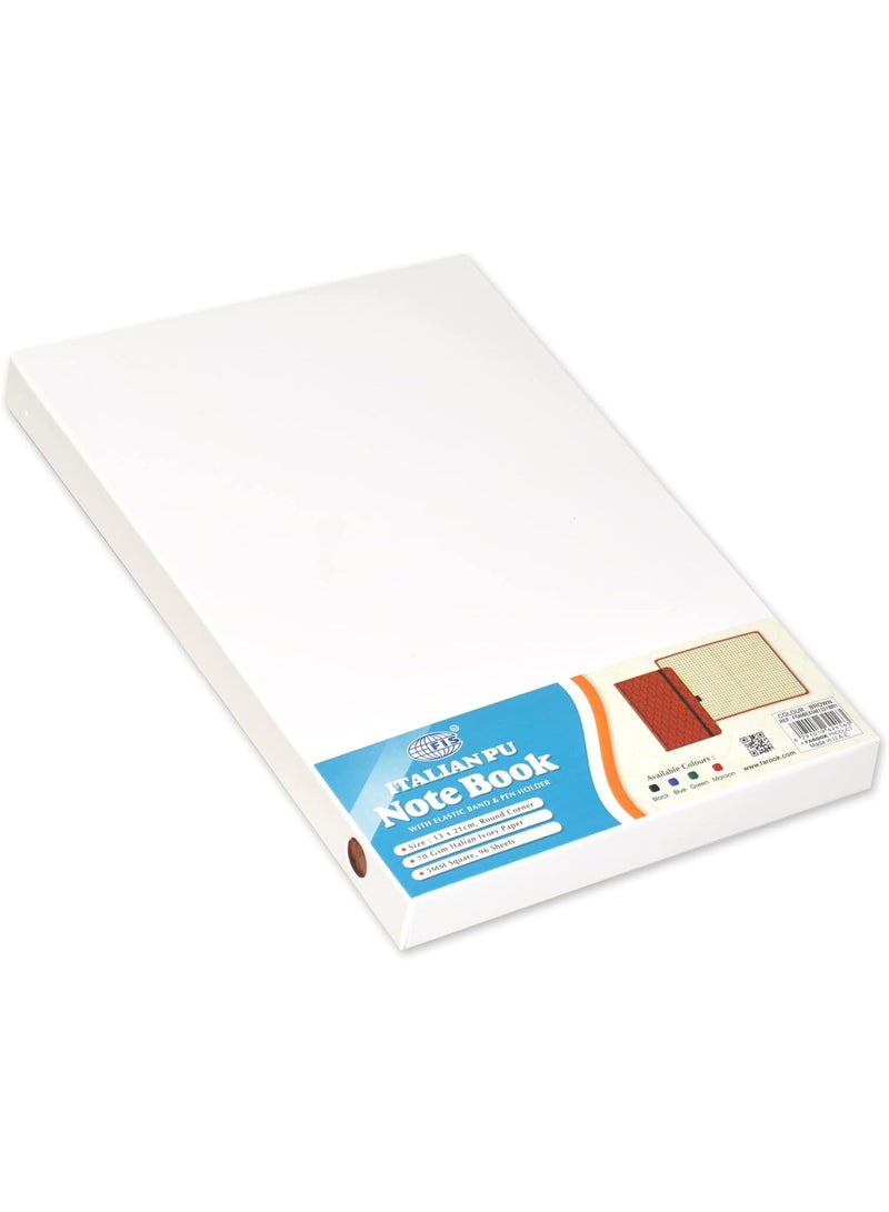 FIS Executive Notebook, Italian PU Materials, Size(13x21cm), 120-Sheets, 5mm Square, Brown-FSNBEX5M1321BR - Image 2